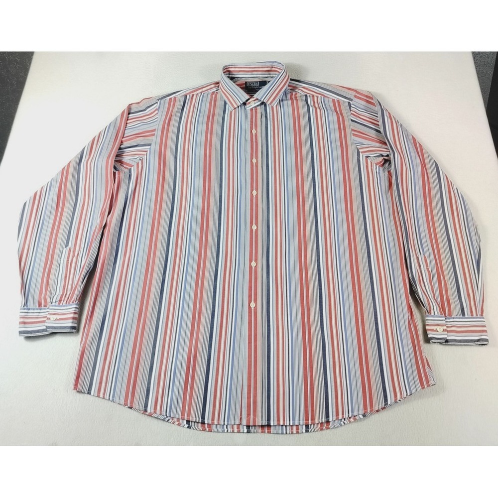 Vintager Polo Ralph Lauren Dress Shirt Mens 2XL Multicolor Stripe Westerton 90s